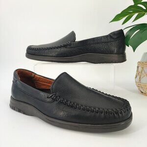 Johnston & Murphy Men's Penn Runnof Black Leather Slip On Shoes Size 9.5 M